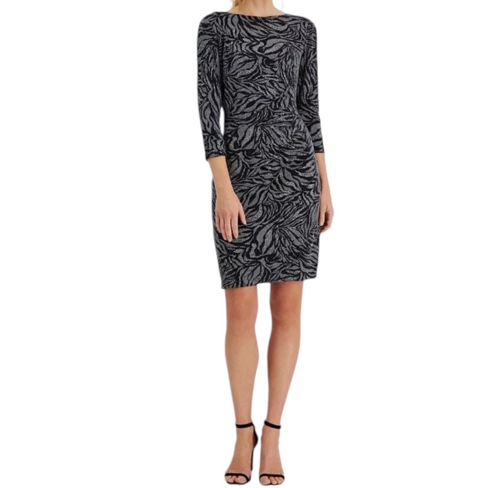 Anne Klein Black and Silver Sparkle Midi Dress NWOT